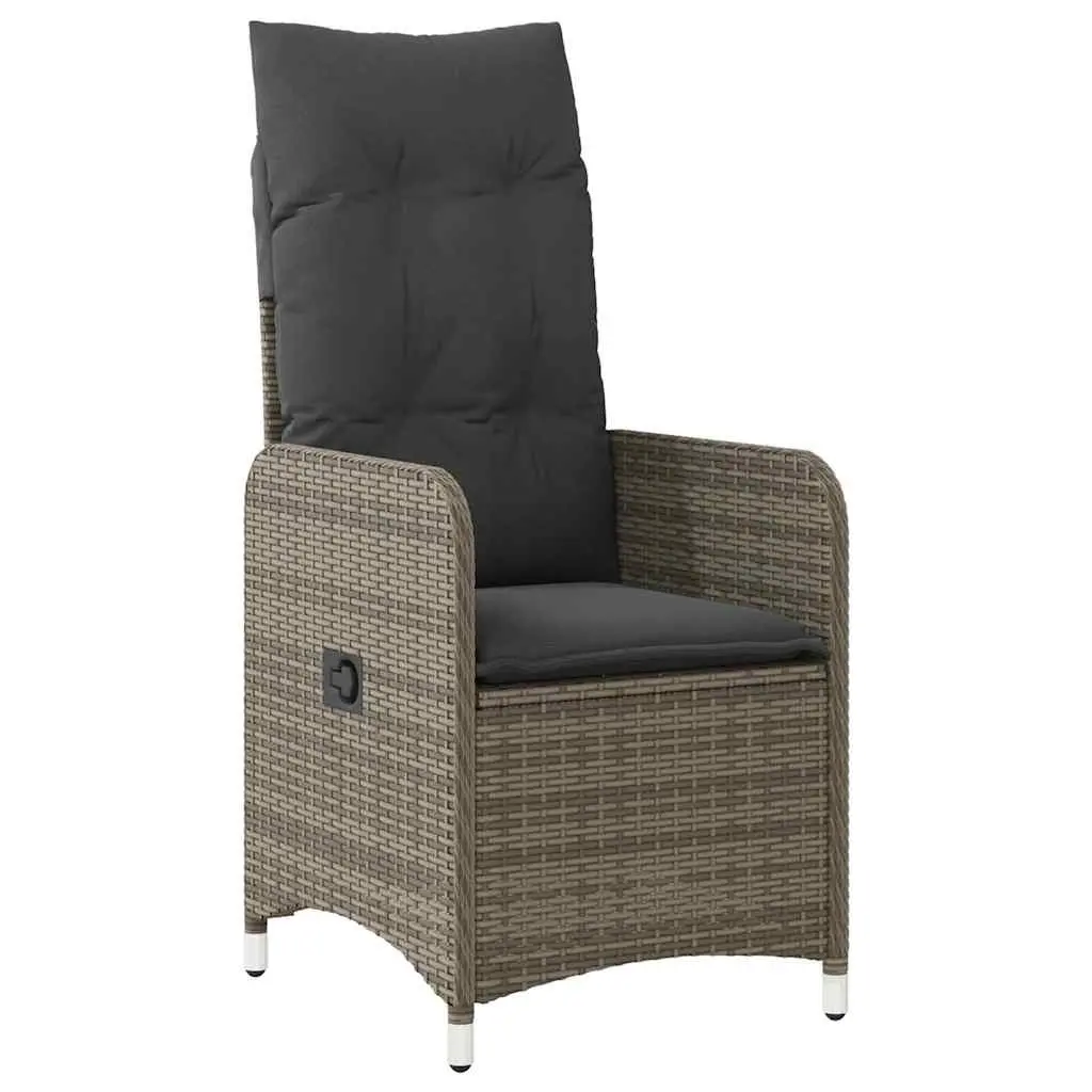 Garden Bistro Set 7 Piece Grey Poly Rattan Outdoor Furniture with Cushions