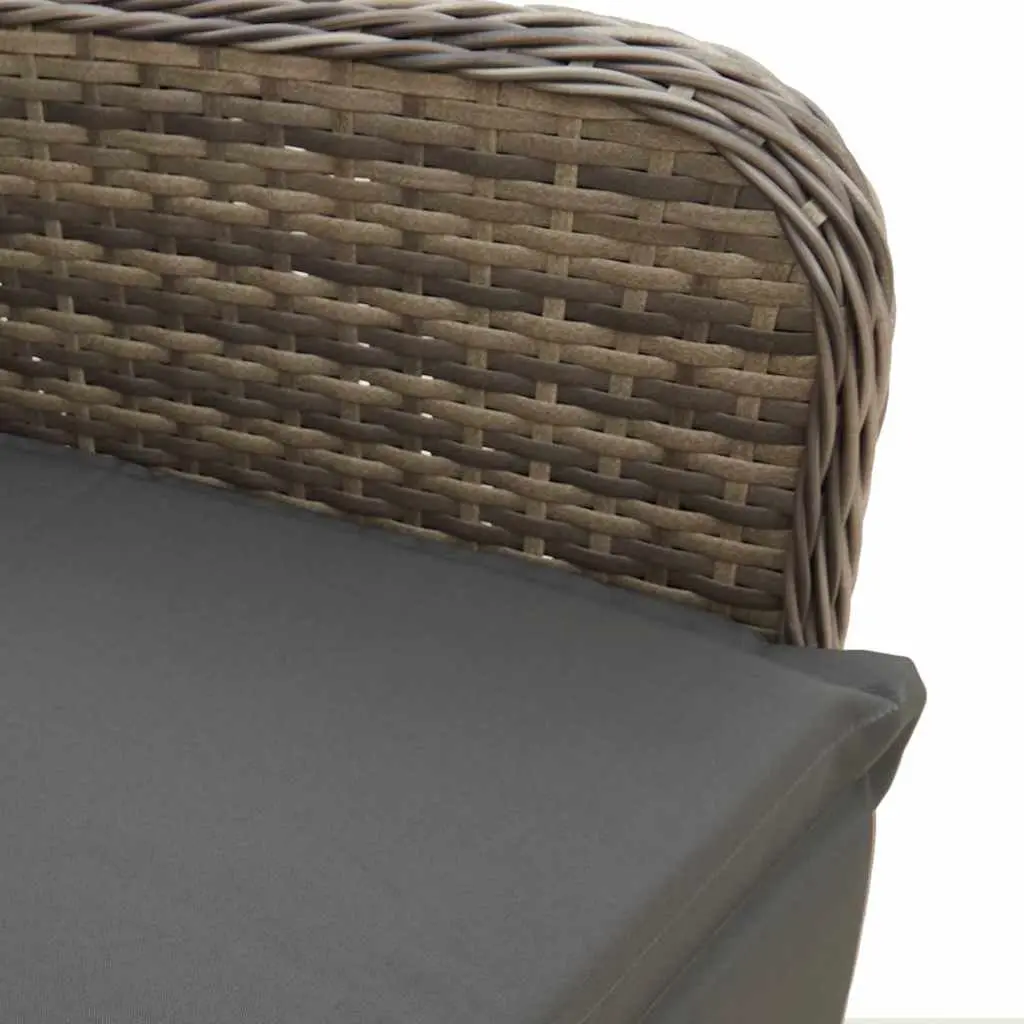 Garden Bistro Set 7 Piece Grey Poly Rattan Outdoor Furniture with Cushions