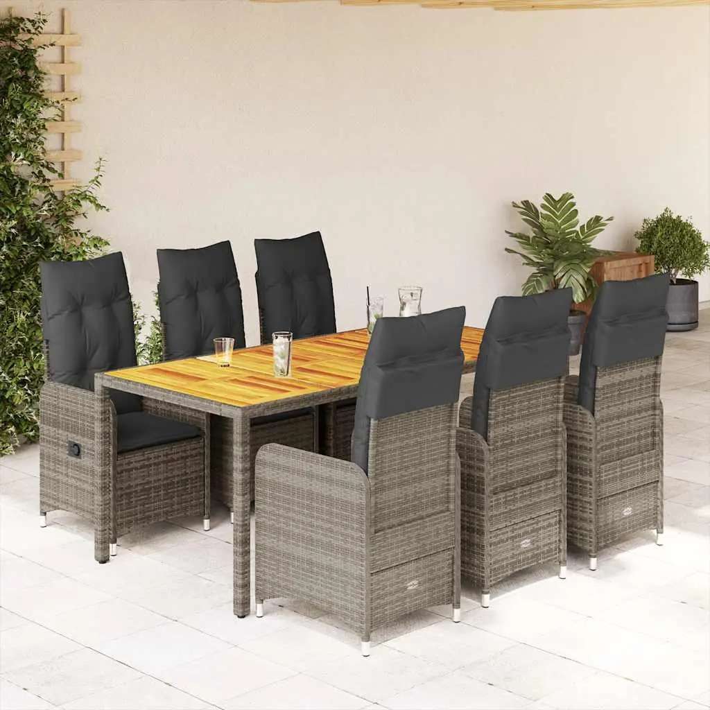 7 Piece Grey Bistro Set for Outdoor Dining Comfort