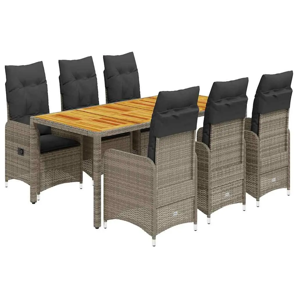 7 Piece Grey Bistro Set for Outdoor Dining Comfort