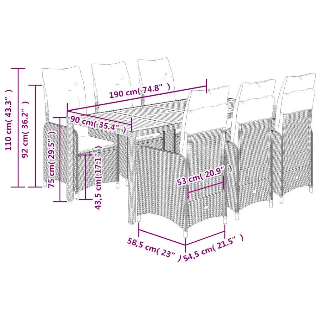 7 Piece Grey Bistro Set for Outdoor Dining Comfort