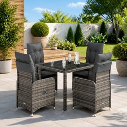 Compact 5-Piece Bistro Set in Grey with Cushions