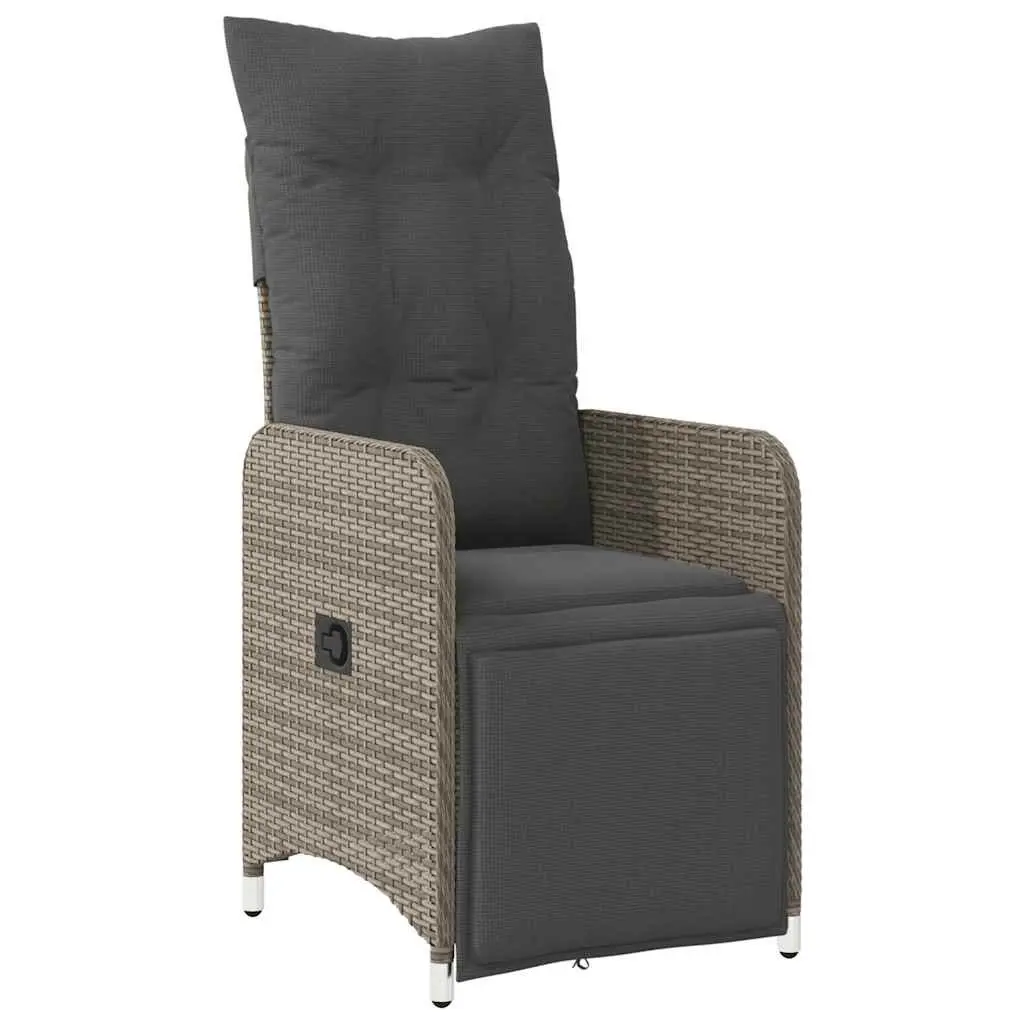 Garden Bistro Set 5 Piece Outdoor Furniture Grey Poly Rattan Adjustable Backrest