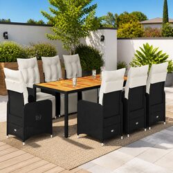 9 Piece Garden Bistro Set Outdoor Furniture Dining Table Chairs with Cushions