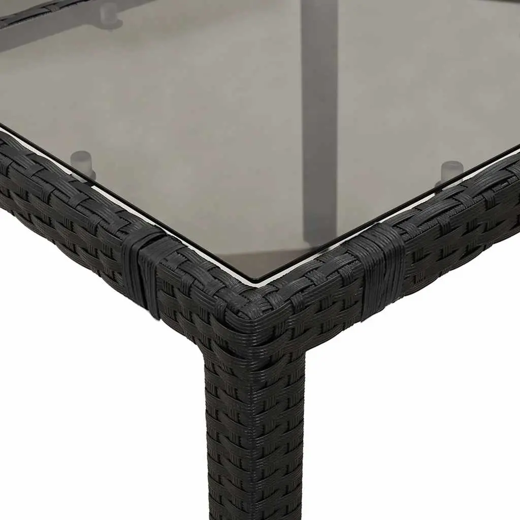 Garden Bistro Set Black 5 Piece Outdoor Furniture Poly Rattan with Cushions