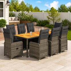 9-Piece Grey Bistro Set with Removable Cushions