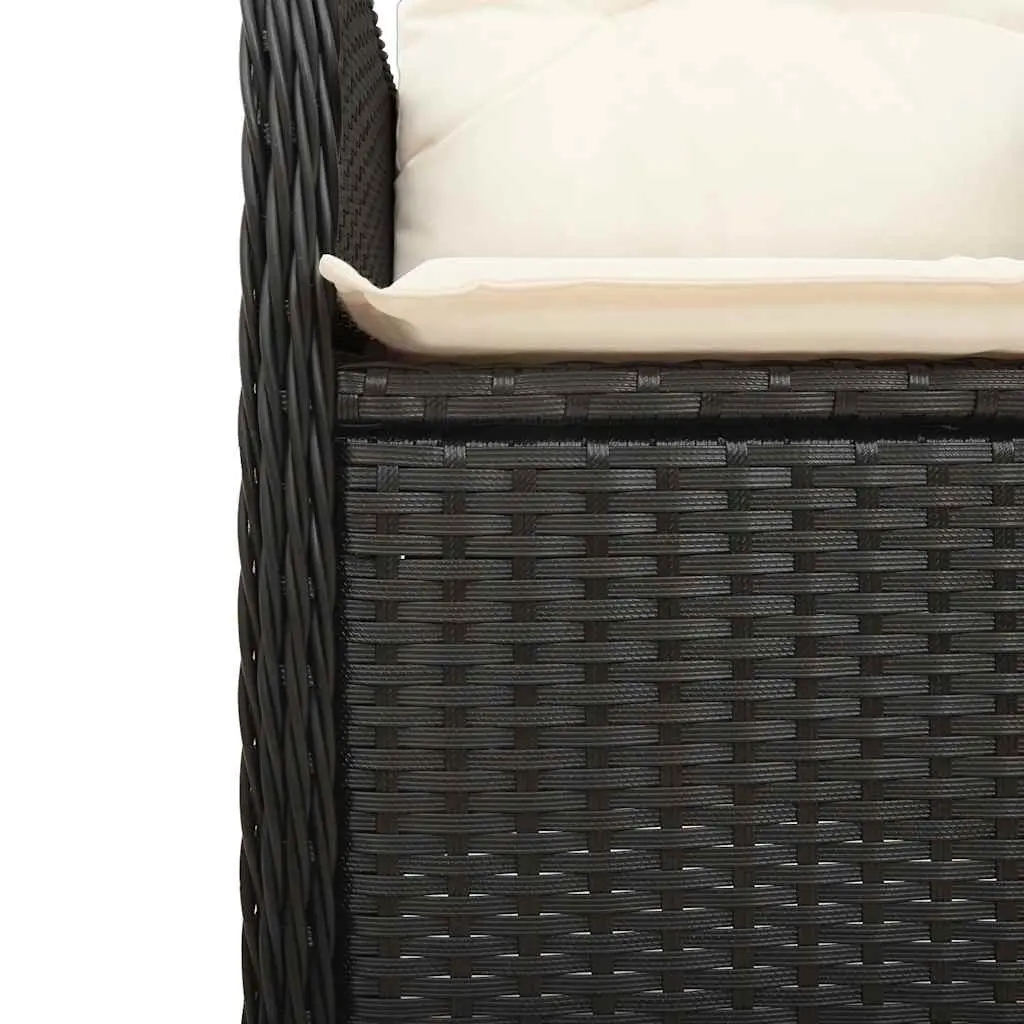 Garden Bistro Furniture Set Black 9 Piece Outdoor Dining Chairs Table Cushions Adjustable Backrest