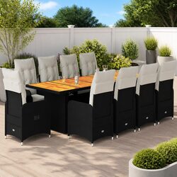 Concise 11-Piece Garden Bistro Set with Cushions