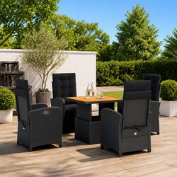 Concise 5 Piece Garden Dining Set with Adjustable Features