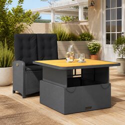 Compact Garden Dining Set with Adjustable Table and Cushions