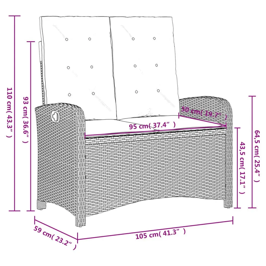 Garden Dining Set with Adjustable Table and Cushions