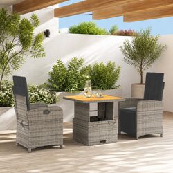 Concise Grey Poly Rattan Garden Dining Set with Cushions
