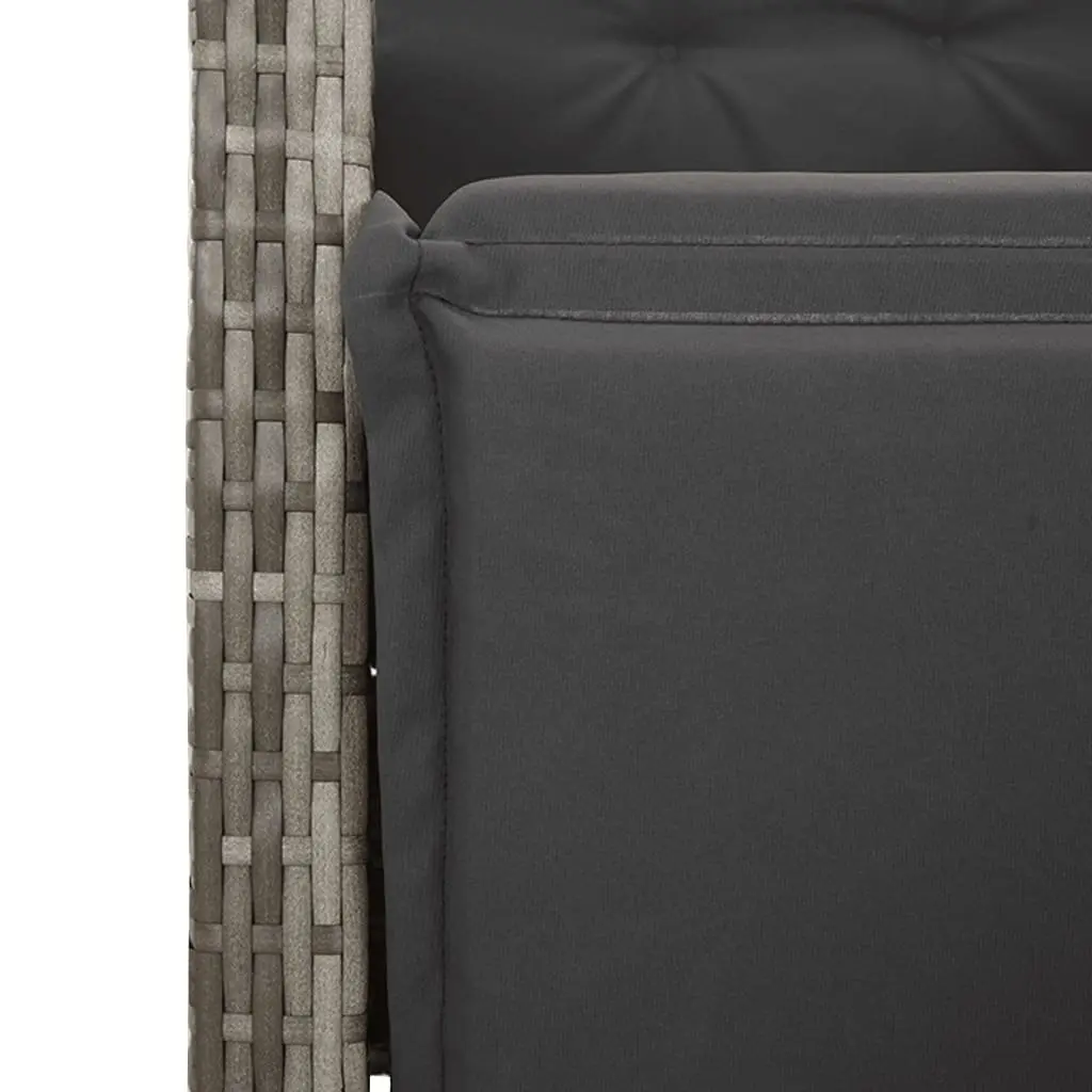 Garden Dining Set 3 Piece Outdoor Furniture Grey Poly Rattan Adjustable Backrest