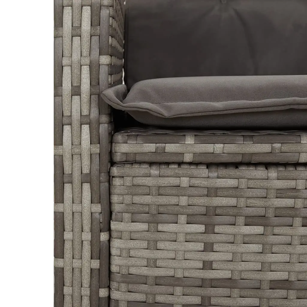Garden Dining Set 2 Piece Outdoor Furniture Grey Poly Rattan Adjustable Cushions