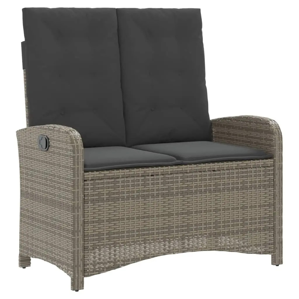 Garden Dining Set 2 Piece Outdoor Furniture Grey Poly Rattan Adjustable Backrest