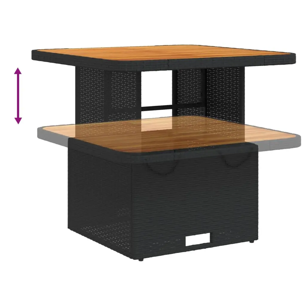 Garden Dining Set 3 Piece Outdoor Furniture Black Poly Rattan Adjustable