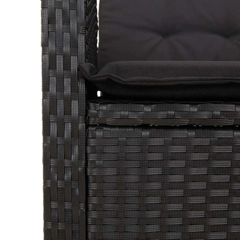 Garden Dining Set 2 Piece Outdoor Furniture Black Poly Rattan Adjustable