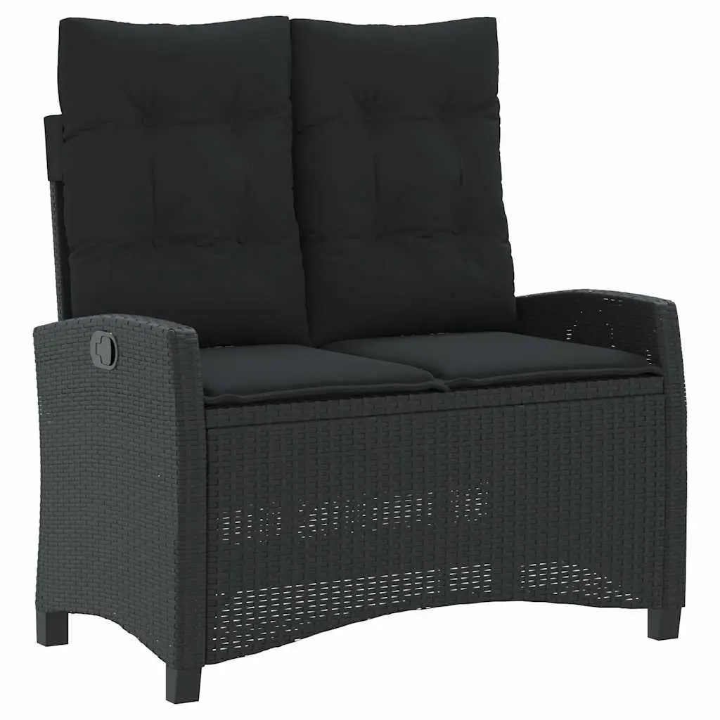 Garden Dining Set 2 Piece Outdoor Furniture Black Poly Rattan Adjustable