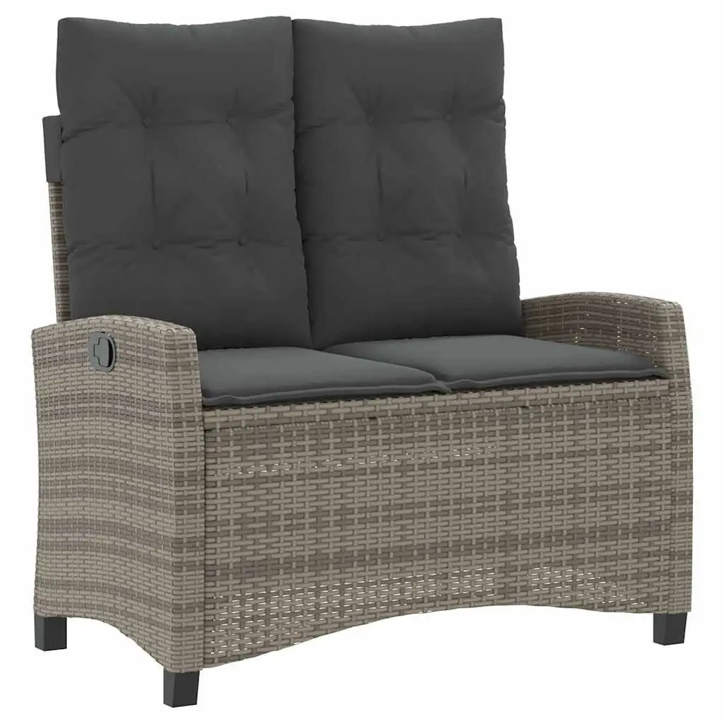 Garden Dining Set Grey 2 Piece Adjustable Backrest PE Rattan