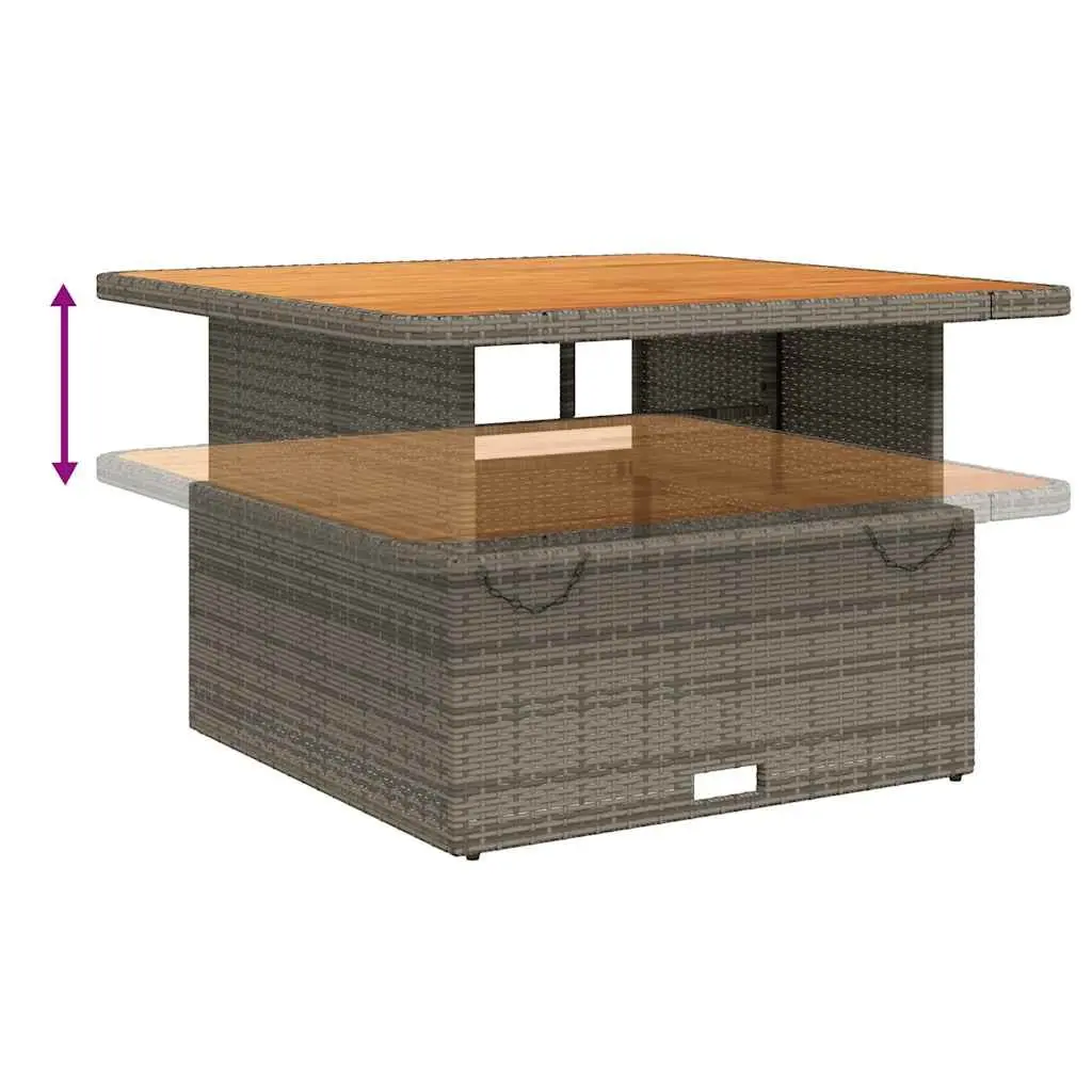 Garden Dining Set Grey 2 Piece Adjustable Backrest PE Rattan