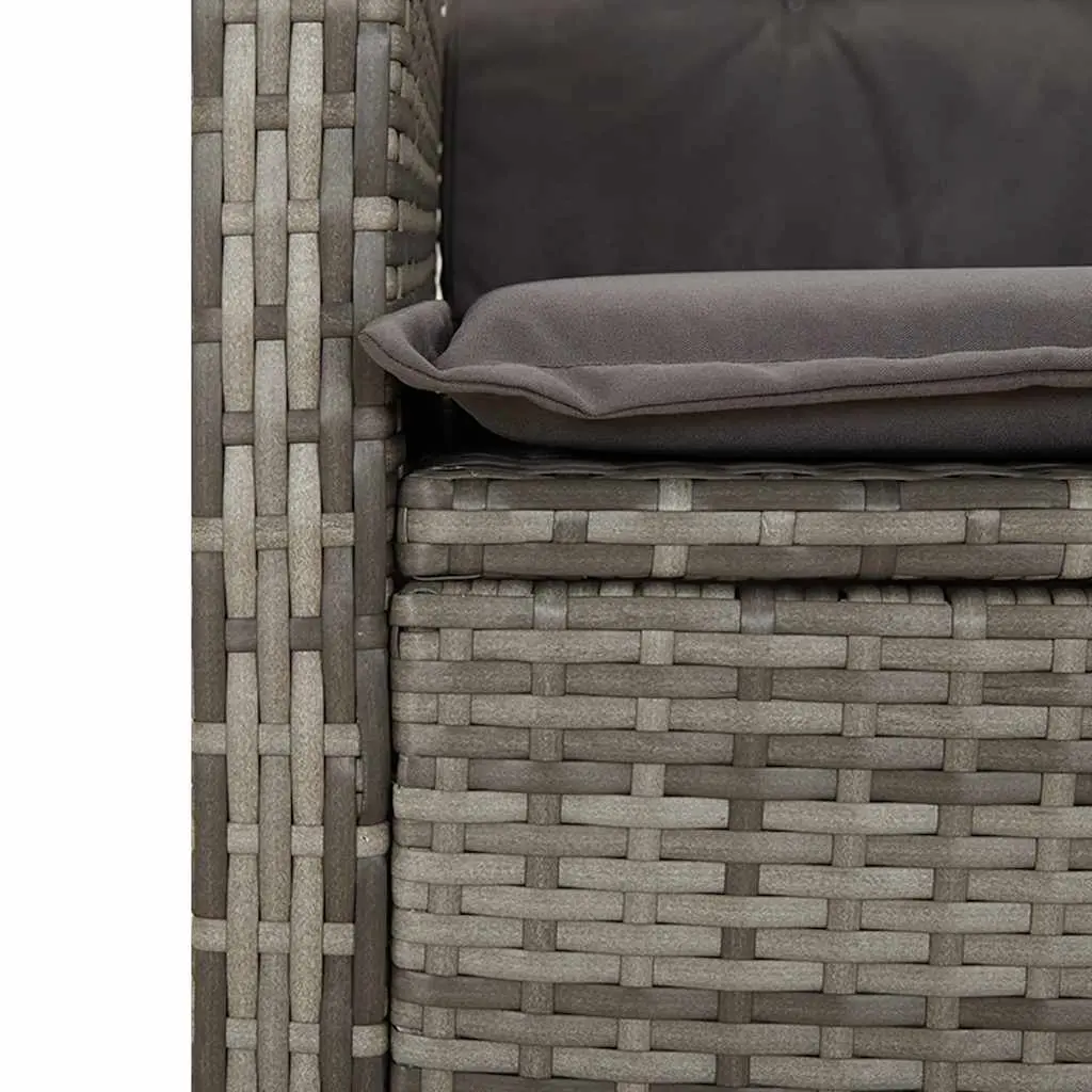Garden Dining Set Grey 2 Piece Adjustable Backrest PE Rattan