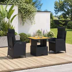 Compact 3 Piece Garden Dining Set with Adjustable Features