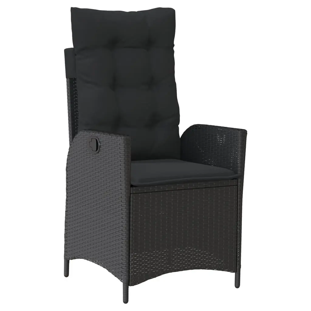 Garden Dining Set 3 Piece Outdoor Furniture Black Poly Rattan Adjustable Table