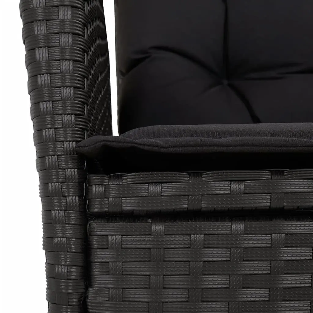 Garden Dining Set 3 Piece Outdoor Furniture Black Poly Rattan Adjustable Table