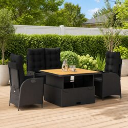 Concise Design: 4-Piece Garden Dining Set with Cushions