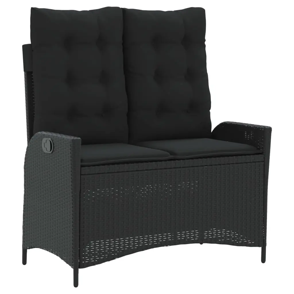 Garden Dining Set 2 Piece Outdoor Furniture Black Poly Rattan with Cushions
