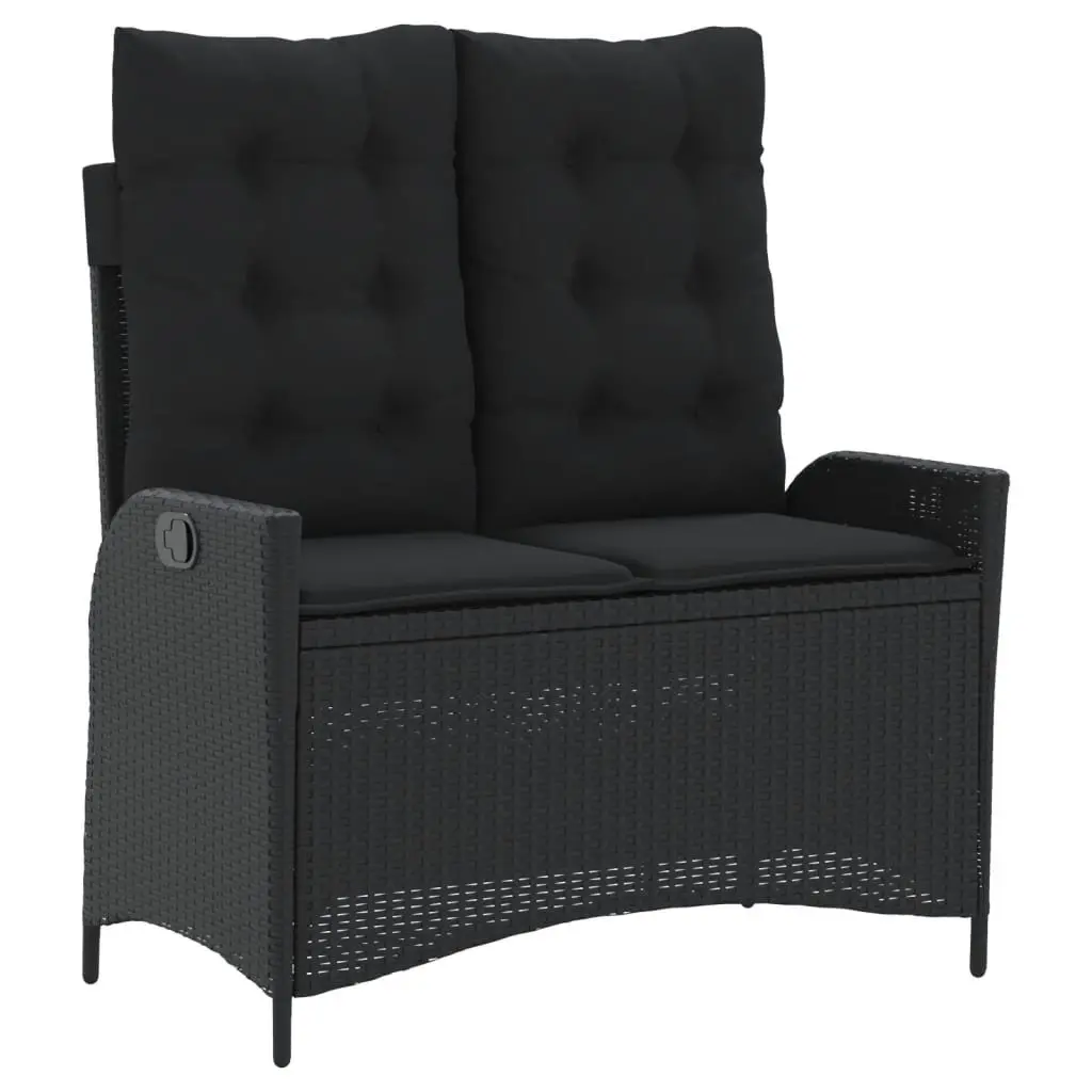 Garden Dining Set 4 Piece Outdoor Furniture Black Poly Rattan with Cushions