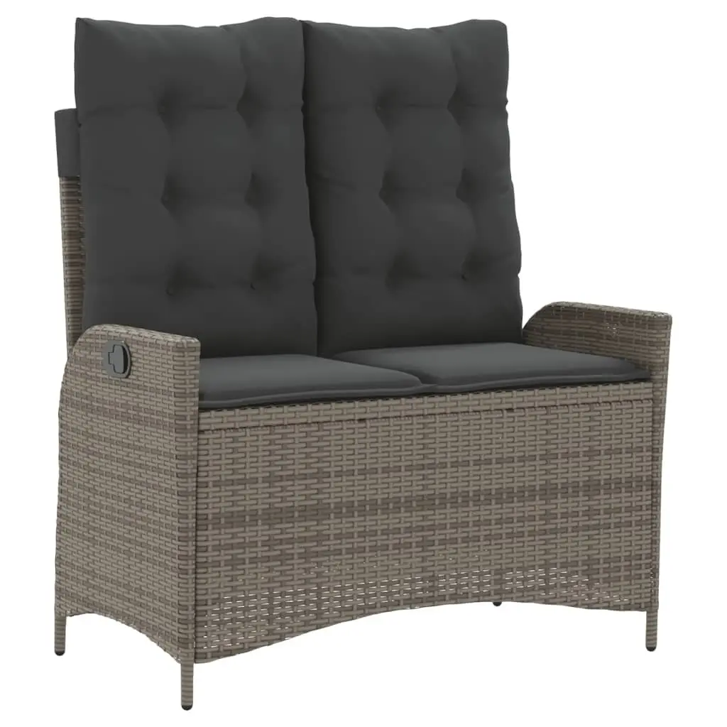 Garden Dining Set 2 Piece Grey Poly Rattan Outdoor Furniture with Cushions