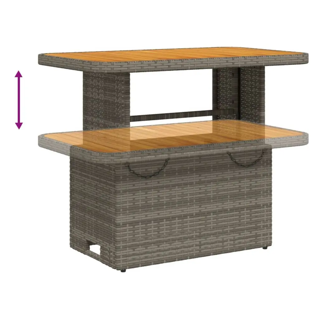 4 Piece Garden Dining Set Adjustable Backrest Lifting Table Grey Cushioned