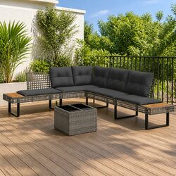 2 Piece Garden Sofa Set in Grey