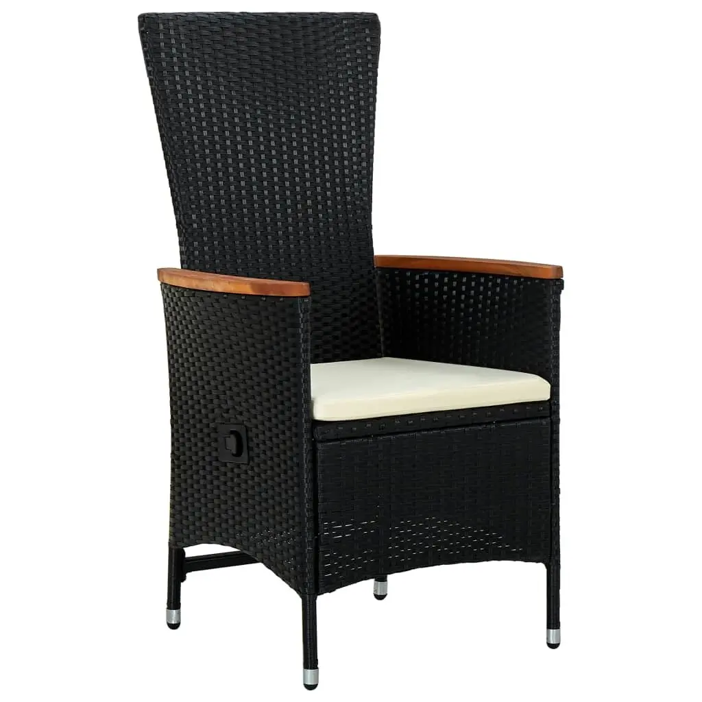 Garden Dining Set Black 9 Piece Poly Rattan Outdoor Furniture with Cushions