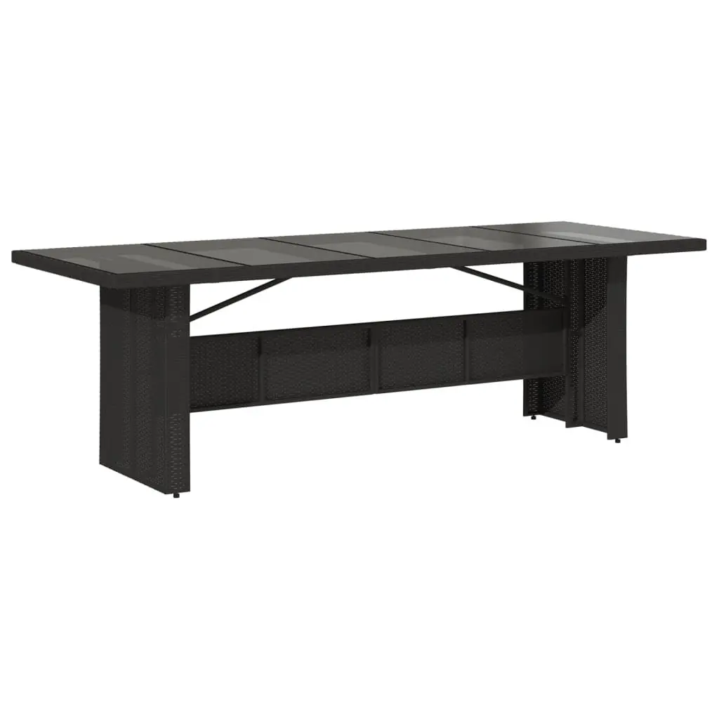 Outdoor Dining Set Black PE Rattan 11 Piece Includes Table Cushions Adjustable Backrest