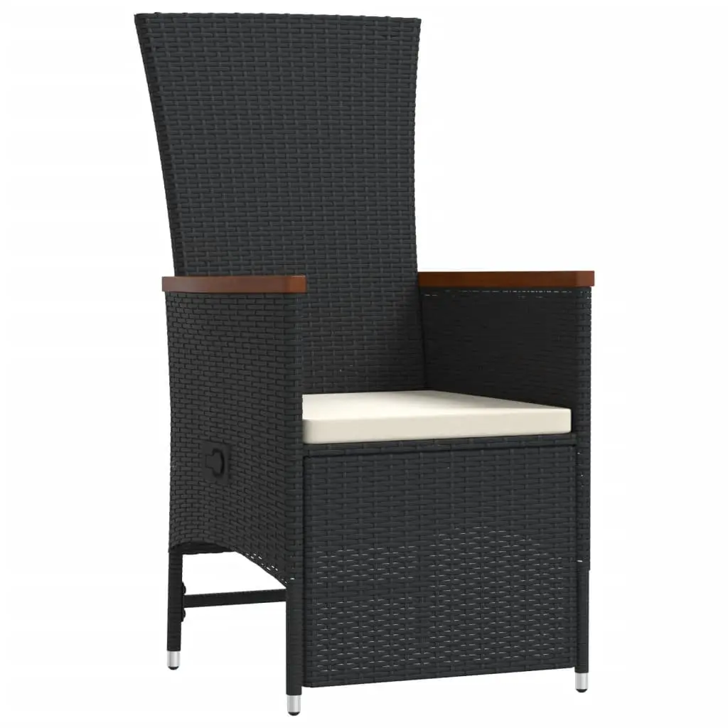 Outdoor Dining Set Black PE Rattan 11 Piece Includes Table Cushions Adjustable Backrest