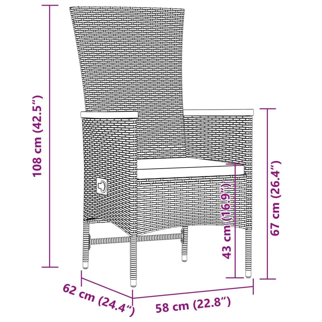 Garden Dining Set 9 Piece Outdoor Furniture Grey Poly Rattan Patio Table Chairs