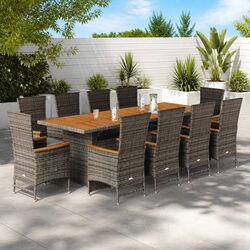 11-Piece Grey Garden Dining Set: Stylish and Functional