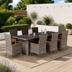 Concise 9-Piece Dining Set for Outdoor Use