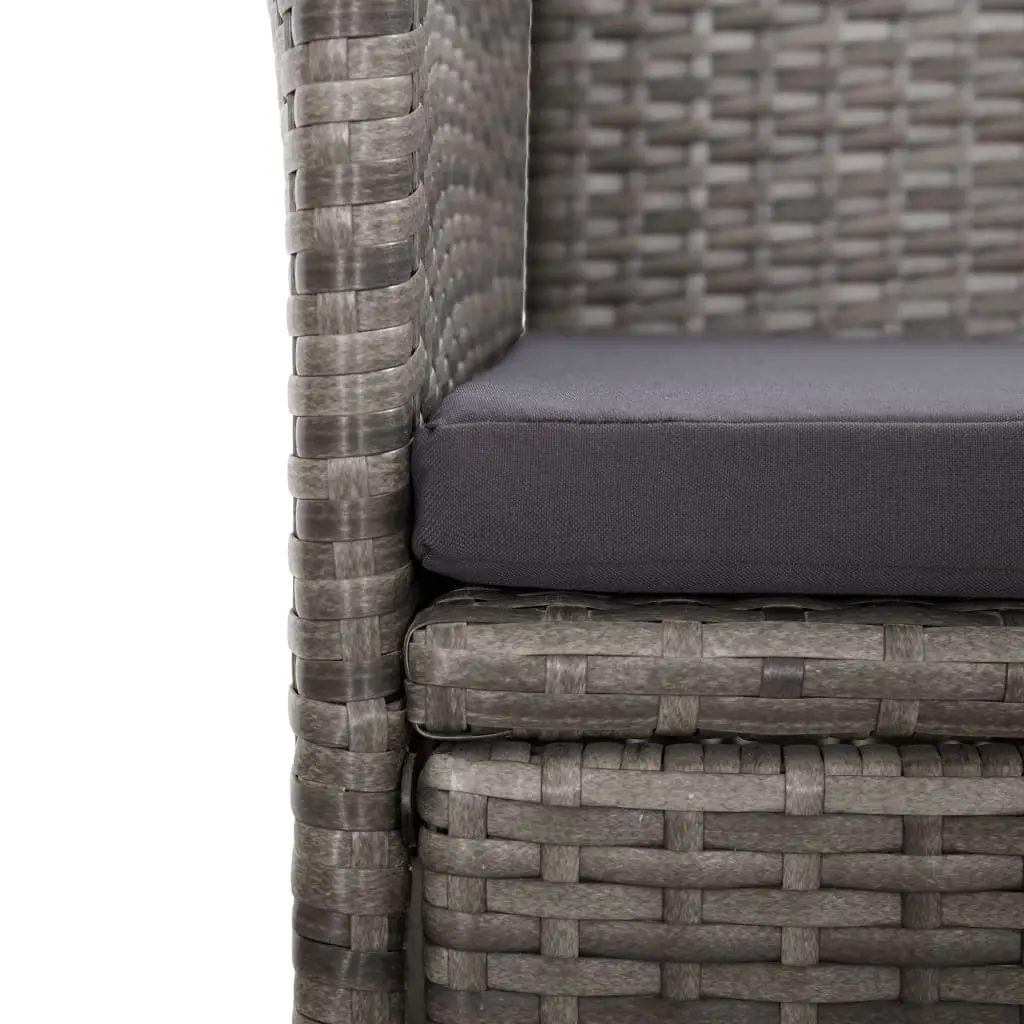 Garden Dining Set 11 Piece Outdoor Furniture Grey Poly Rattan Cushions Patio