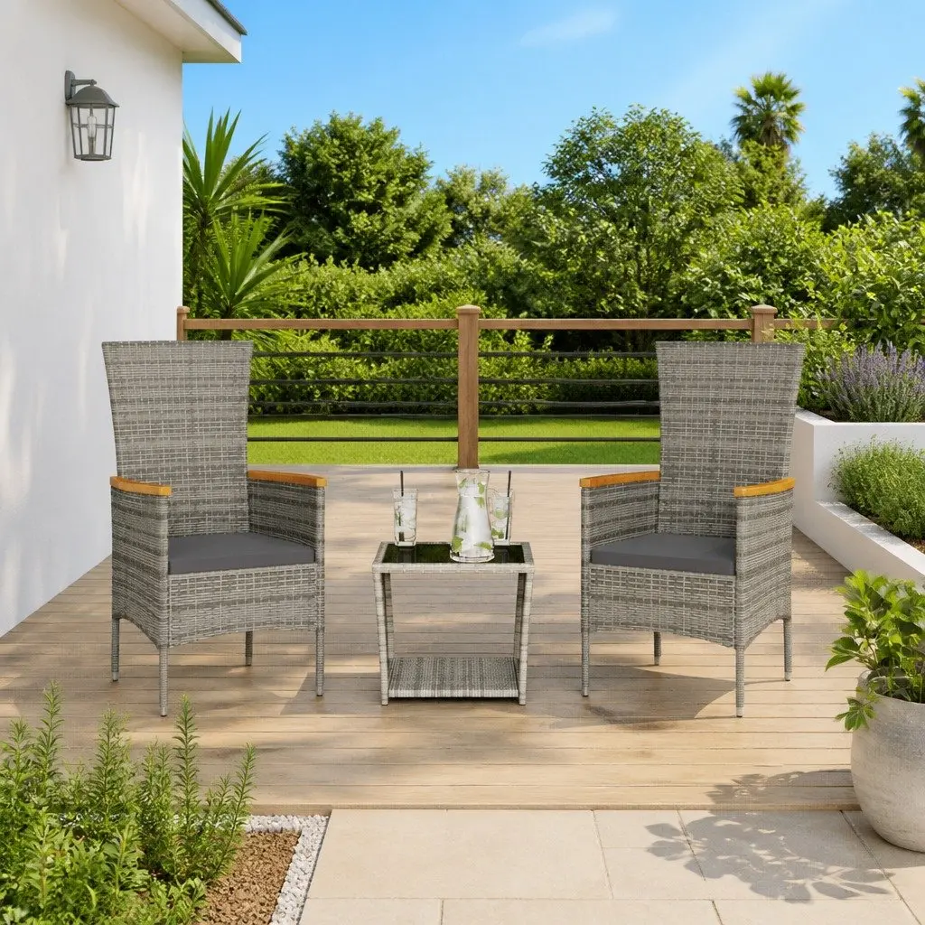 3 Piece Grey Garden Dining Set
