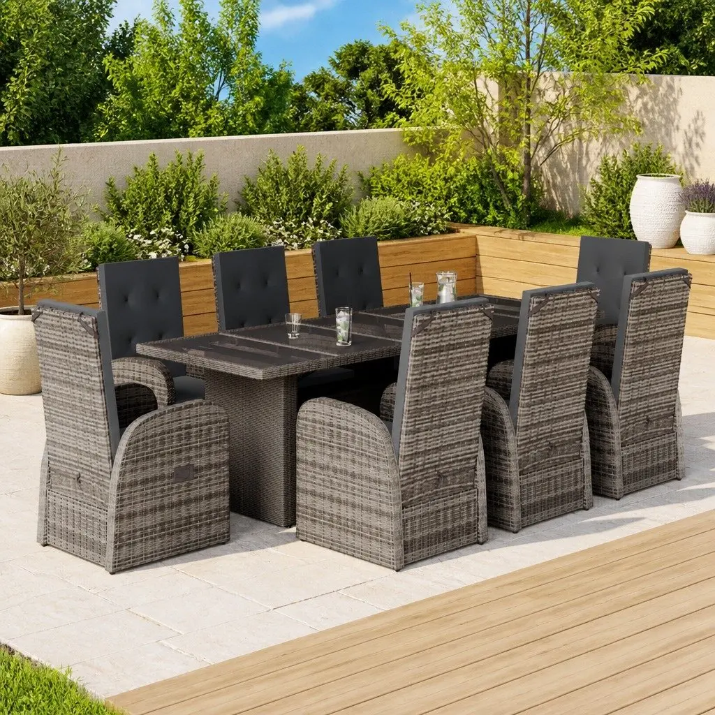 9 Piece Grey Outdoor Dining Set
