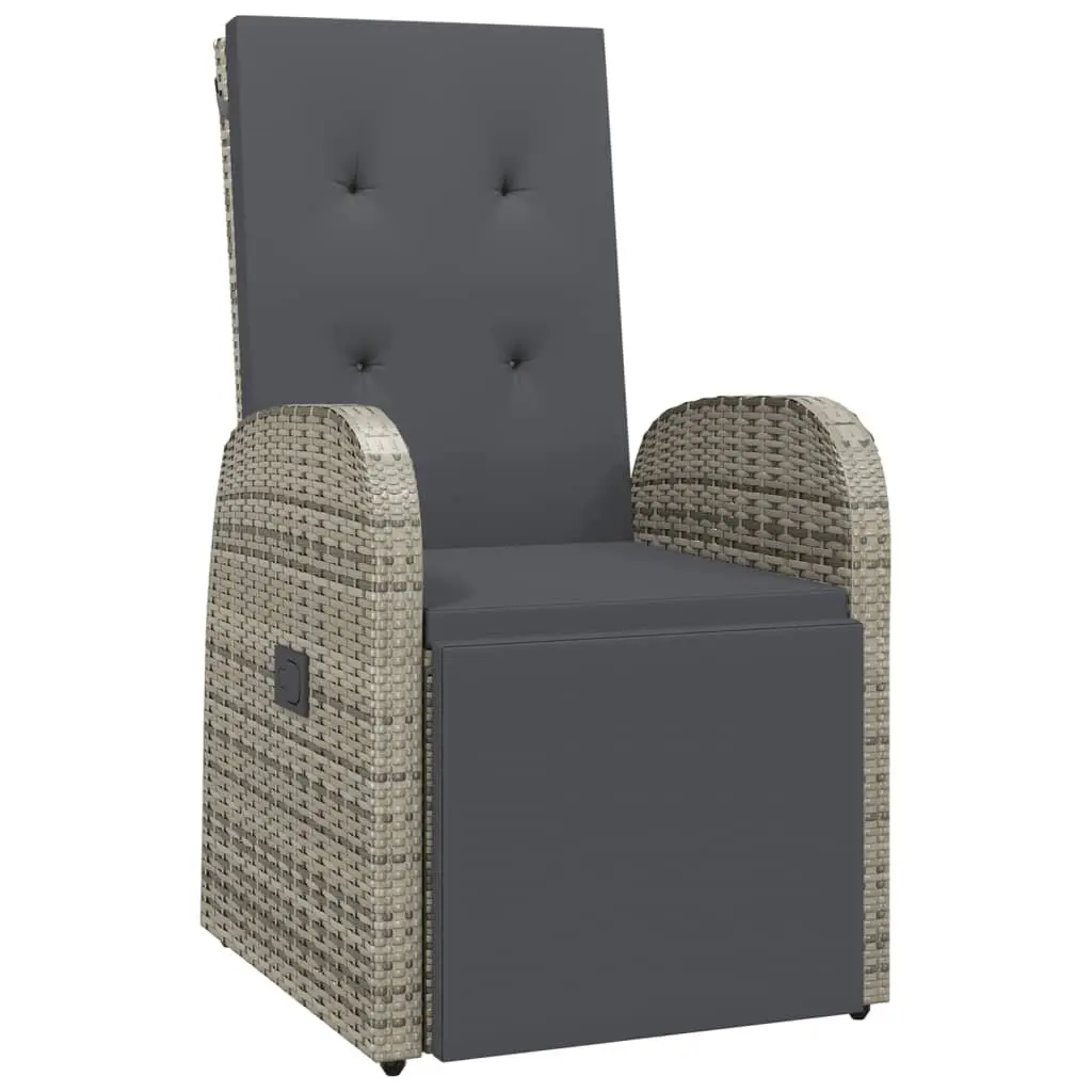 Garden Dining Set Grey 9 Piece Outdoor Furniture Poly Rattan Adjustable Backrest