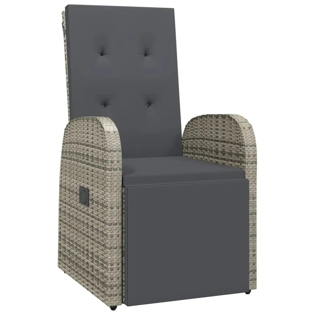 Garden Dining Set 11 Pieces Outdoor Patio Furniture with Cushions Grey Rattan