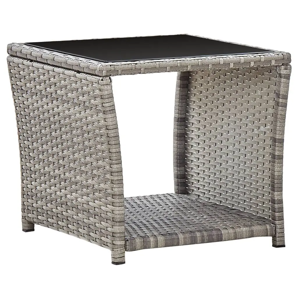 Garden Dining Set 3 Piece Grey Poly Rattan Outdoor Furniture Patio Table Chairs