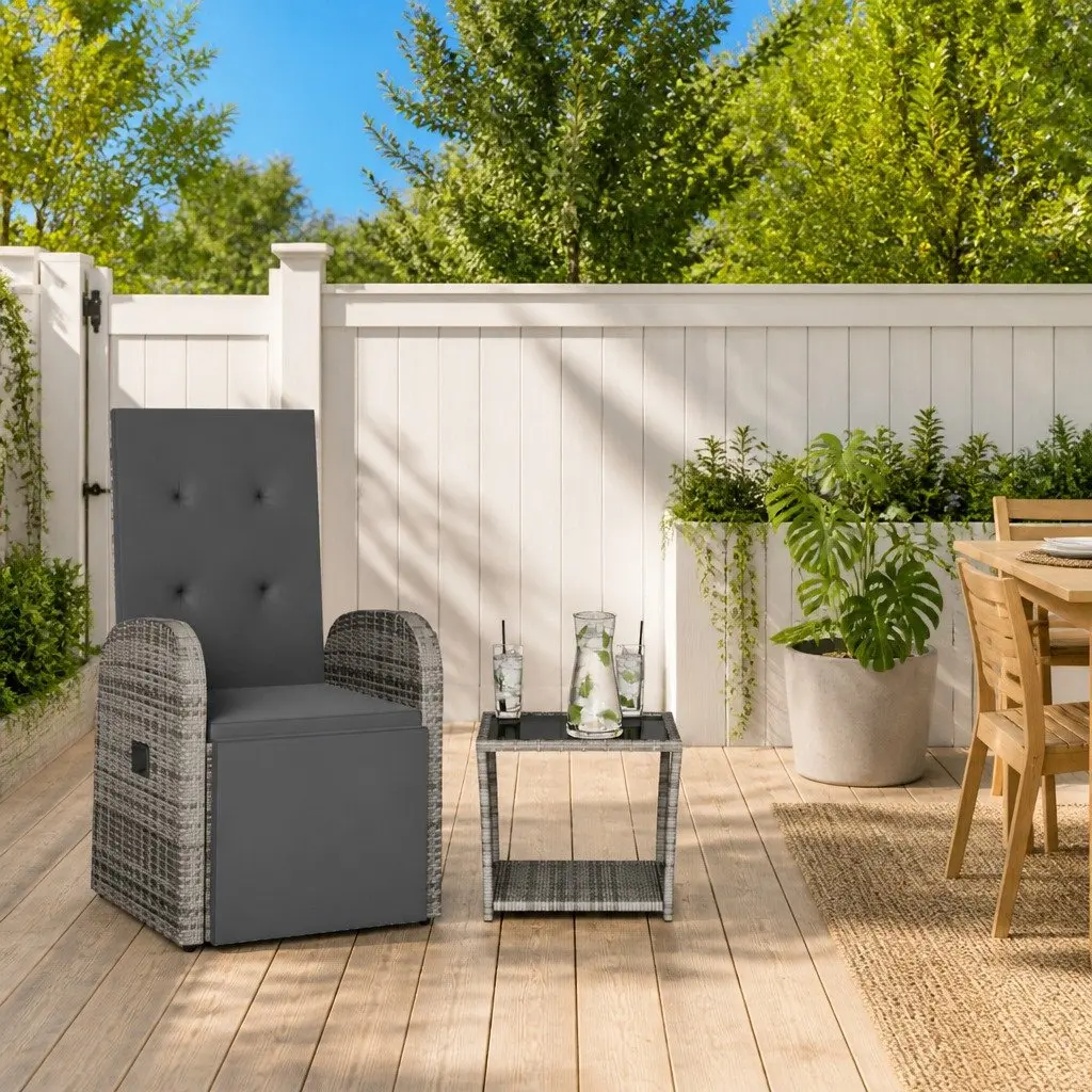 Garden Dining Set Grey 2 Piece Outdoor Furniture Adjustable Backrest