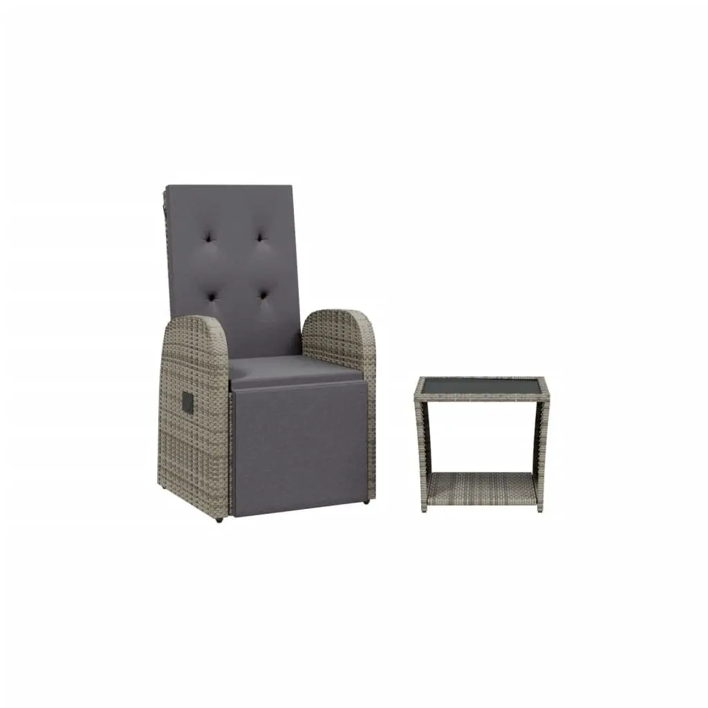 Garden Dining Set Grey 2 Piece Outdoor Furniture Adjustable Backrest
