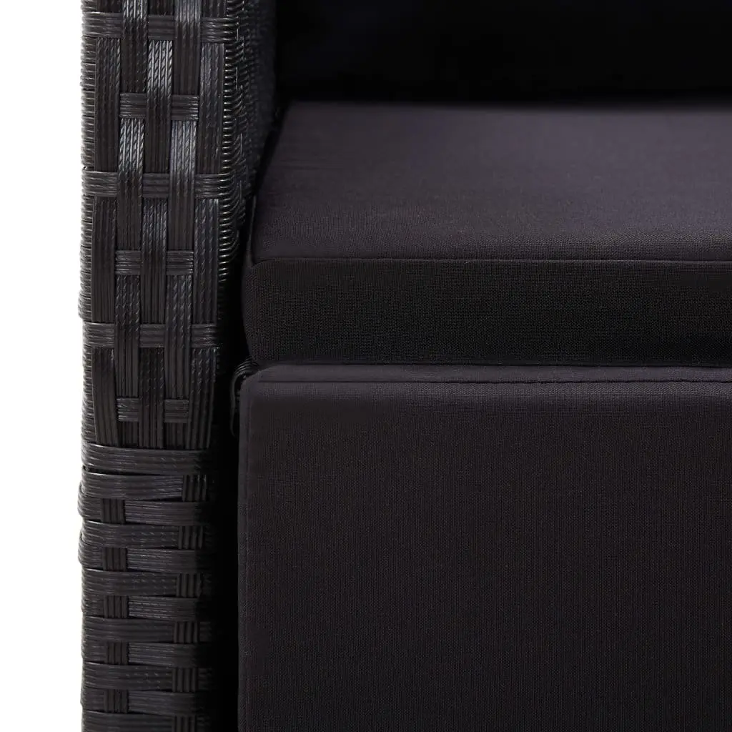 7 Piece Garden Dining Set Outdoor Furniture with Cushions Black Rattan