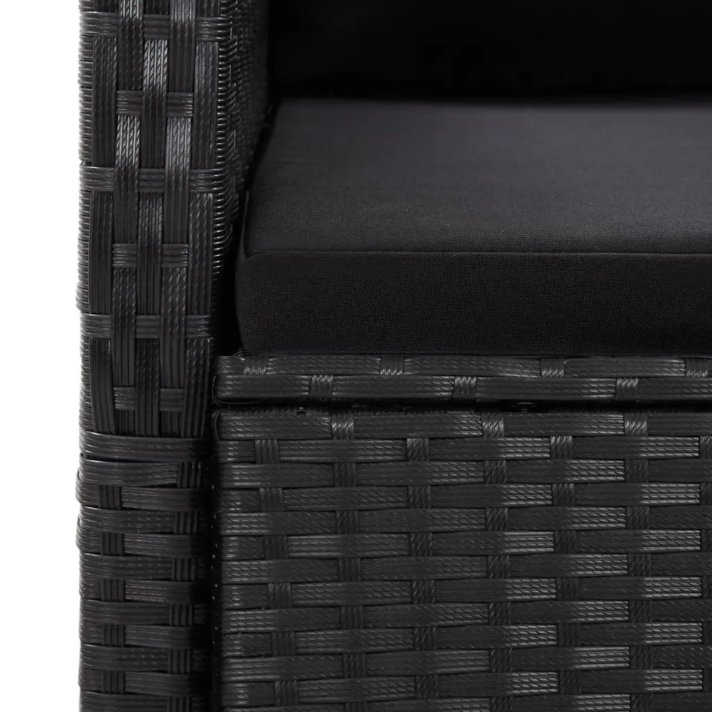 Outdoor Dining Set Black 7 Piece Garden Furniture with Cushions